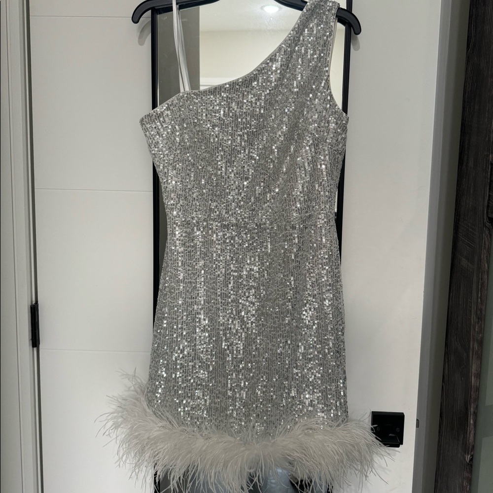 Eliza J Sequin one shoulder Dress